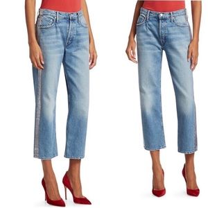 MOTHER Straight Leg Metallic Stripe Jeans